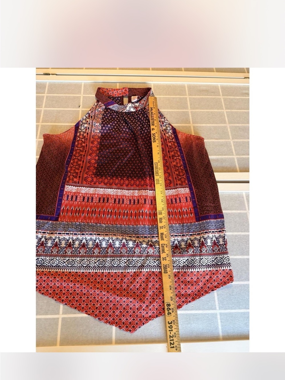 Boho Red Patterned Halter Blouse